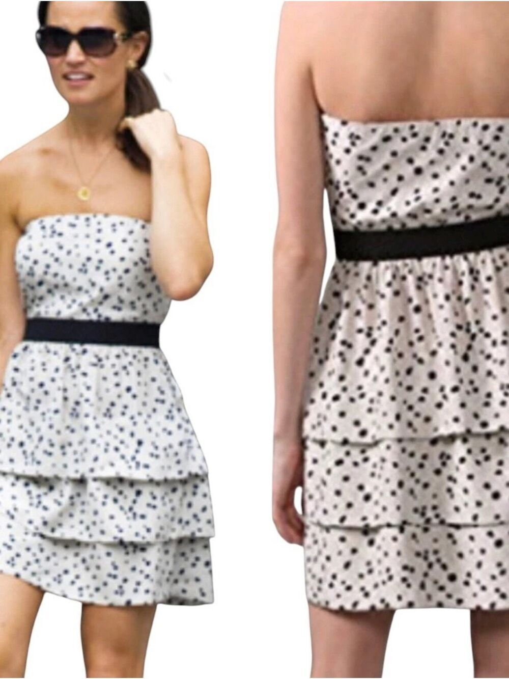 Theory Idalia Dalmatian Silk Pippa Mini Dress Small Strapless